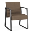 Waterfall Reception Waiting Sled Base Guest Chair / Charcoal Steel / Brown