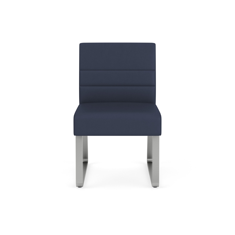 Waterfall Reception Waiting Room Armless Guest Chair / Silver Steel / Blue