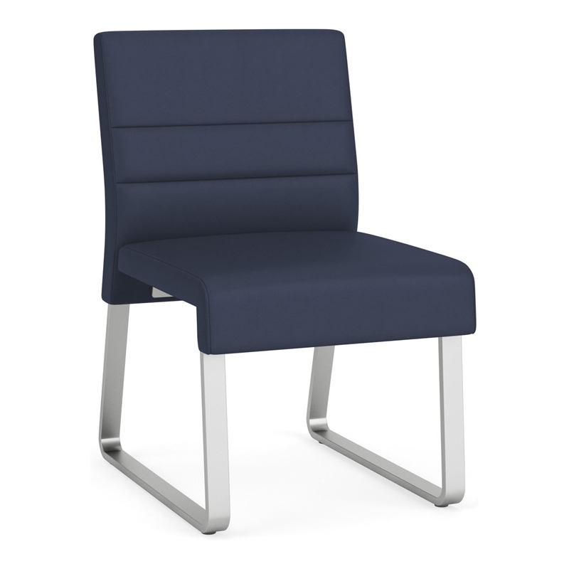 Waterfall Reception Waiting Room Armless Guest Chair / Silver Steel / Blue