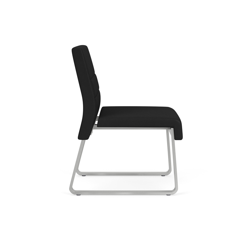 Waterfall Reception Waiting Armless Guest Chair / Silver Steel / Black
