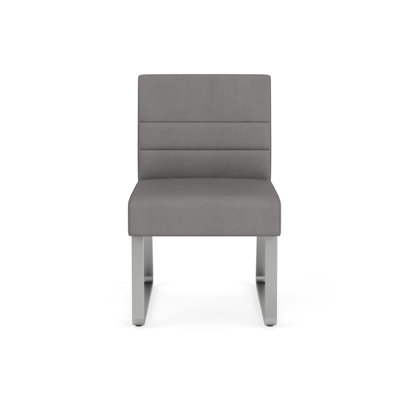 Waterfall Reception Waiting Armless Guest Chair / Silver Steel / Light Gray