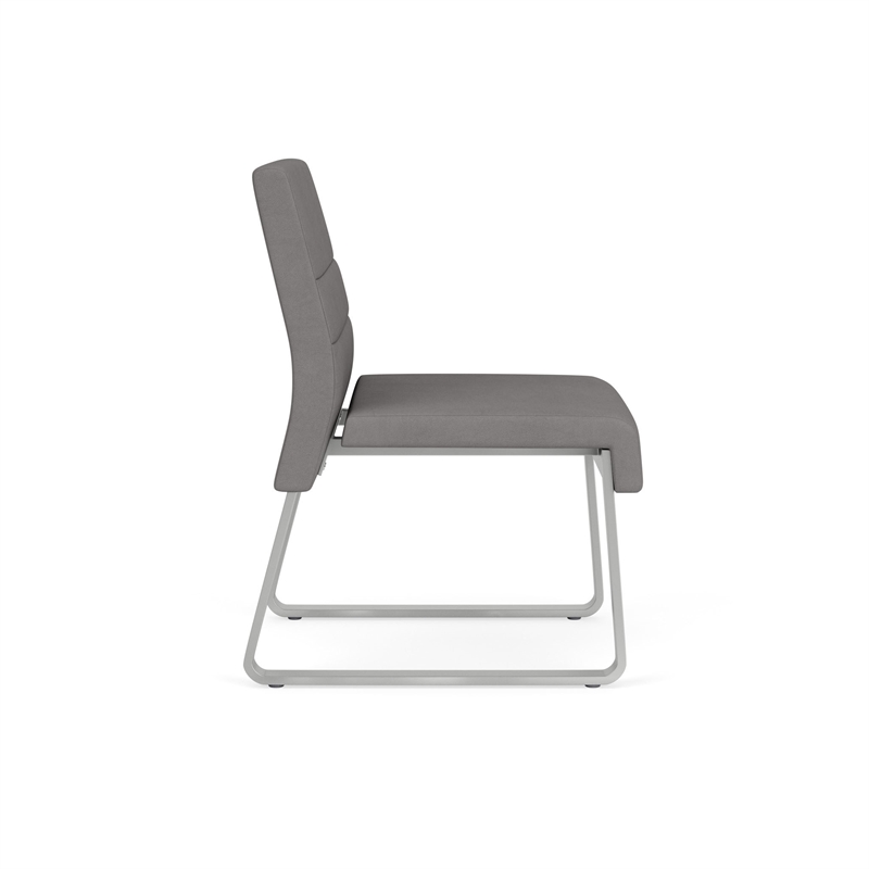 Waterfall Reception Waiting Armless Guest Chair / Silver Steel / Light Gray
