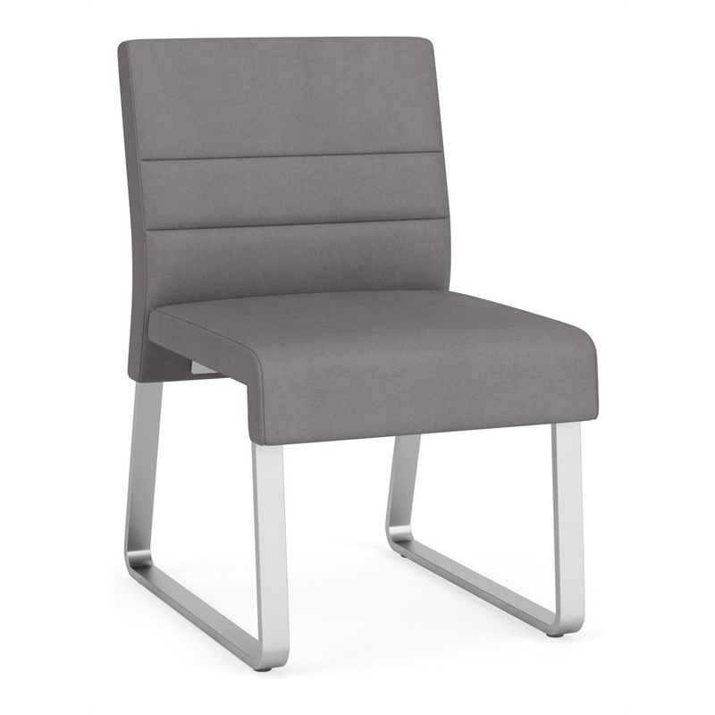 Waterfall Reception Waiting Armless Guest Chair / Silver Steel / Light Gray