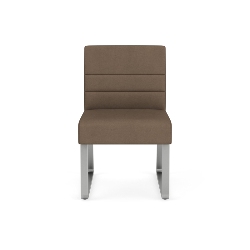 Waterfall Reception Waiting Armless Guest Chair / Silver Steel / Brown