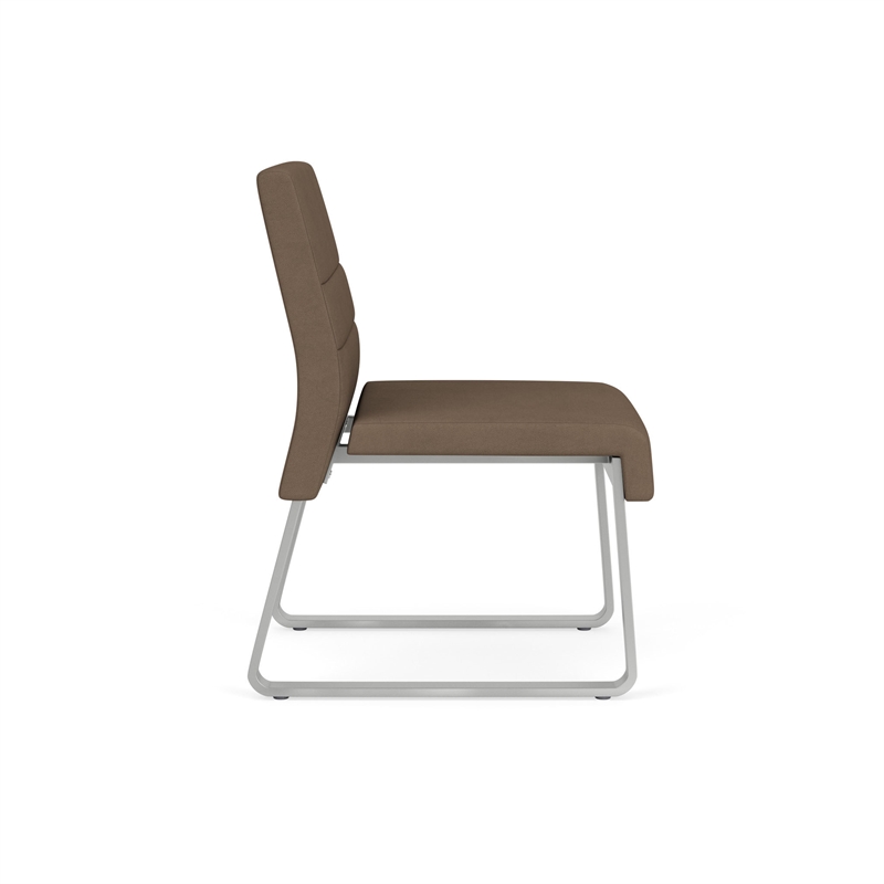 Waterfall Reception Waiting Armless Guest Chair / Silver Steel / Brown