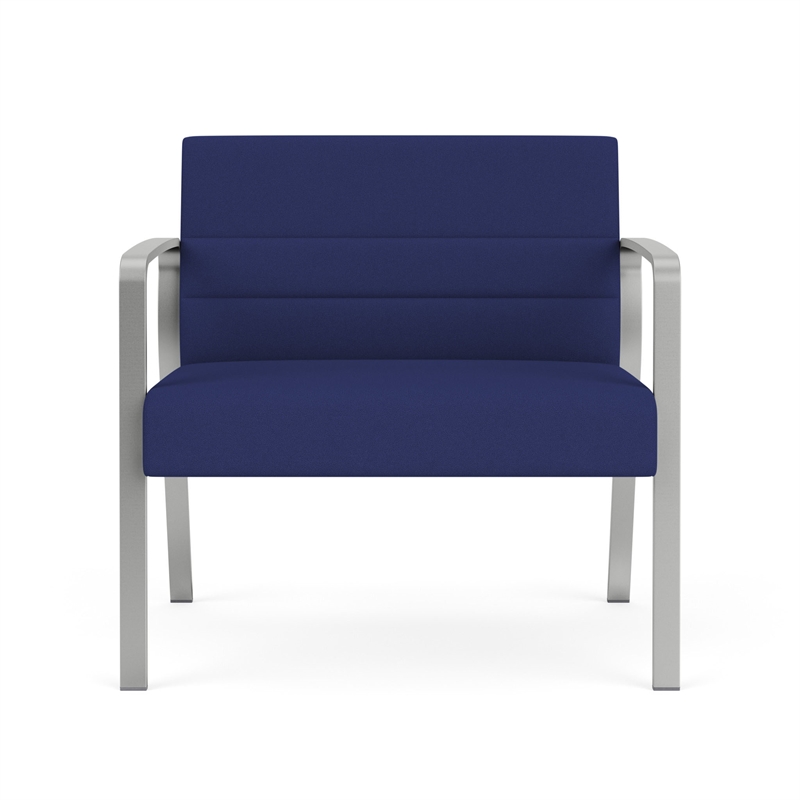 Waterfall Reception Waiting Room Healthcare Bariatic Chair / Silver Steel / Blue