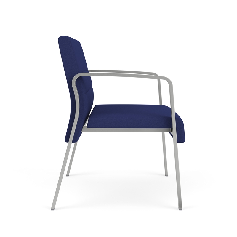 Waterfall Reception Waiting Room Healthcare Bariatic Chair / Silver Steel / Blue
