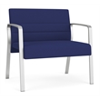 Waterfall Reception Waiting Room Healthcare Bariatic Chair / Silver Steel / Blue