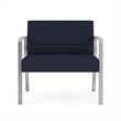 Waterfall Reception Waiting Room Bariatic Chair / Silver Steel / Navy Blue
