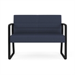 Waterfall Reception Waiting Room Sled Base Loveseat / Black Steel / Blue