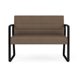 Waterfall Reception Waiting Room Sled Base Loveseat / Black Steel / Brown