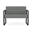 Waterfall Reception Waiting Room Sled Base Loveseat / Black Steel / Light Gray