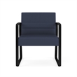 Waterfall Reception Waiting Sled Base Oversize Guest Chair / Black Steel / Blue