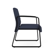 Waterfall Reception Waiting Sled Base Oversize Guest Chair / Black Steel / Blue