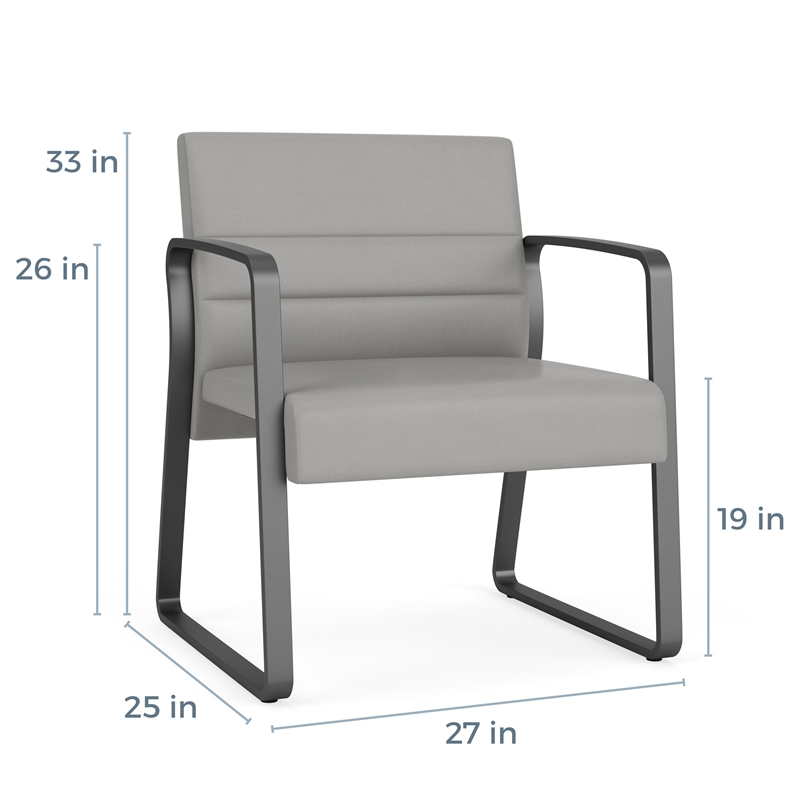Waterfall Reception Waiting Sled Base Oversize Guest Chair / Black Steel / Blue