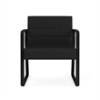 Waterfall Reception Waiting Sled Base Oversize Guest Chair / Black Steel / Black