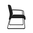 Waterfall Reception Waiting Sled Base Oversize Guest Chair / Black Steel / Black