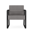 Waterfall Reception Sled Base Oversize Guest Chair / Black Steel / Light Gray