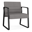 Waterfall Reception Sled Base Oversize Guest Chair / Black Steel / Light Gray