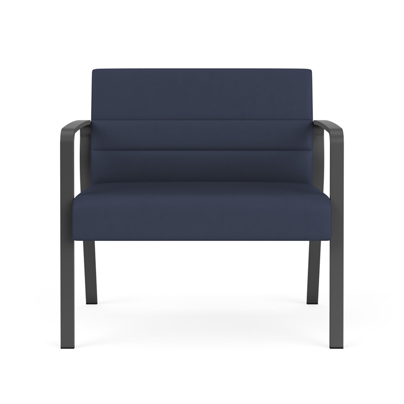 Waterfall Reception Waiting Room Bariatic Chair / Charcoal Steel / Blue