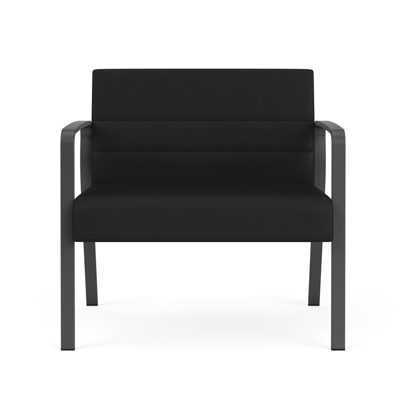 Waterfall Reception Waiting Room Bariatic Chair / Charcoal Steel / Black