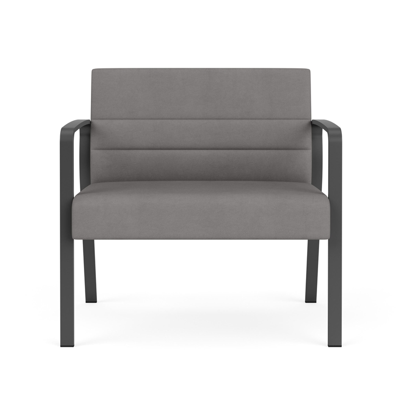 Waterfall Reception Waiting Bariatic Chair / Charcoal Steel / Light Gray