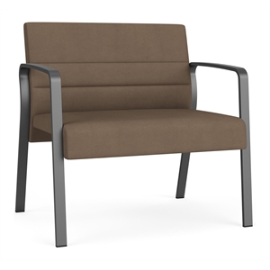 Waterfall Reception Waiting Room Bariatic Chair / Charcoal Steel / Brown