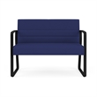 Waterfall Reception Waiting Room Sled Base Loveseat / Black Steel / Blue