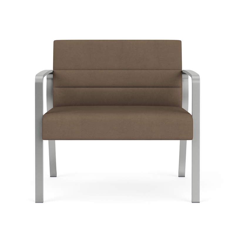 Waterfall Reception Waiting Room Bariatic Chair / Silver Steel / Brown