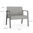 Waterfall Reception Waiting Room Bariatic Chair / Silver Steel / Brown