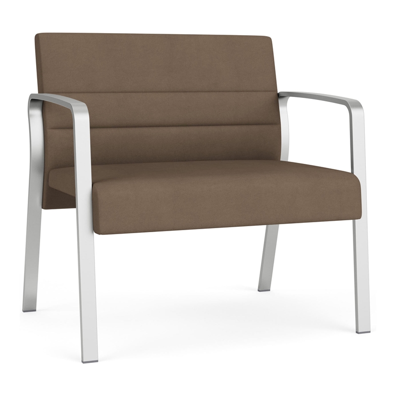 Waterfall Reception Waiting Room Bariatic Chair / Silver Steel / Brown
