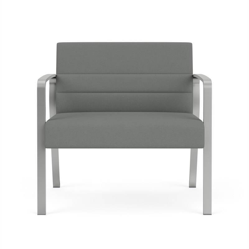 Waterfall Reception Waiting Bariatic Chair / Silver Steel / Light Gray