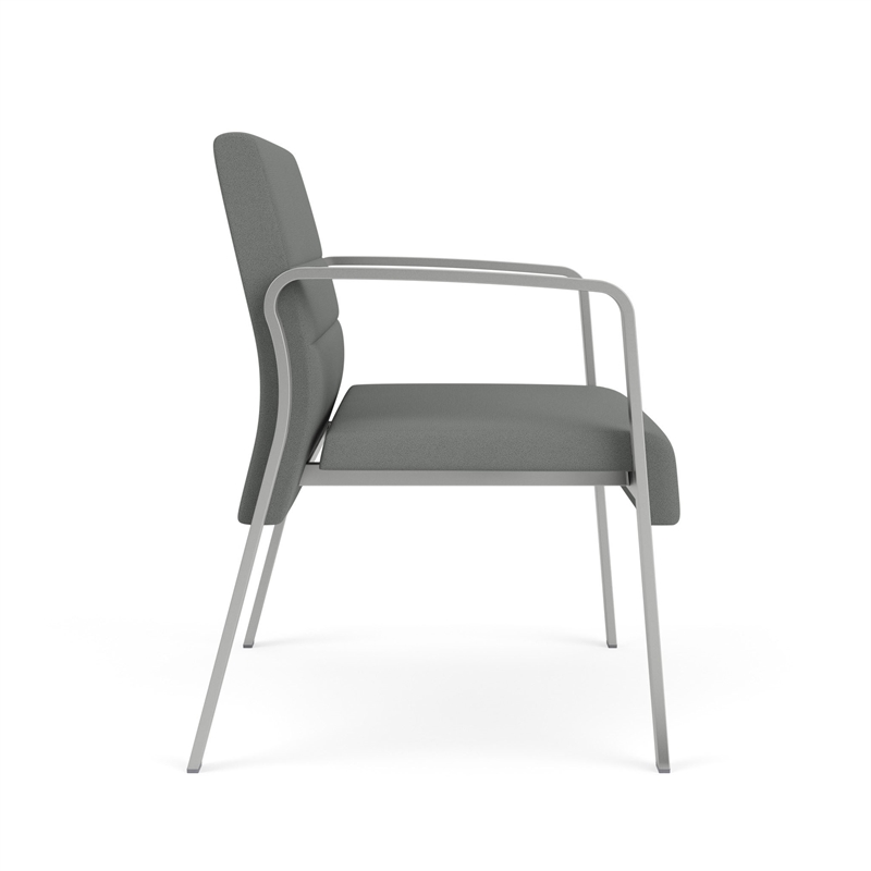 Waterfall Reception Waiting Bariatic Chair / Silver Steel / Light Gray