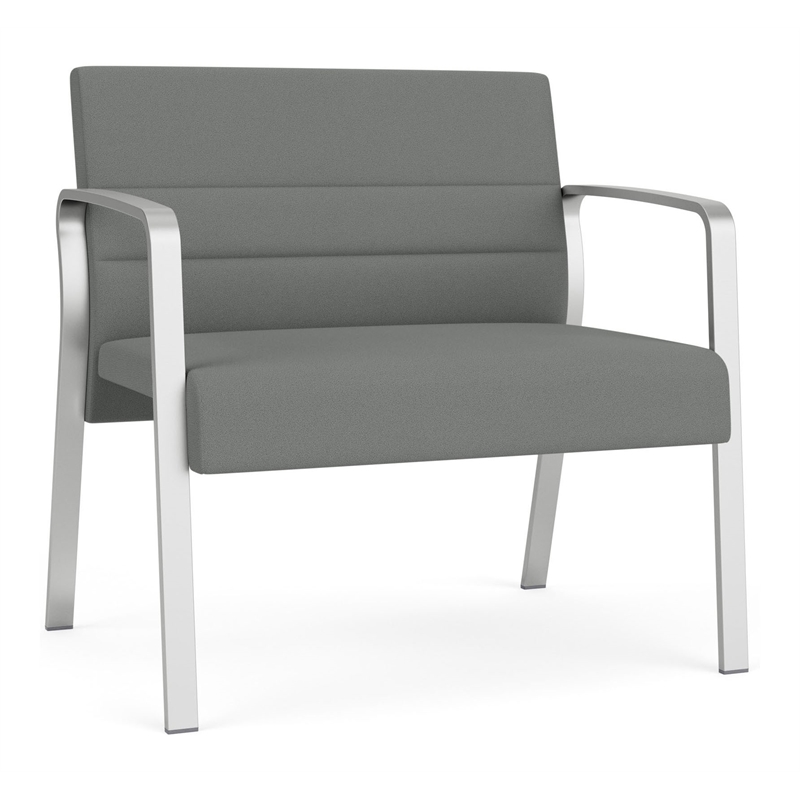 Waterfall Reception Waiting Bariatic Chair / Silver Steel / Light Gray