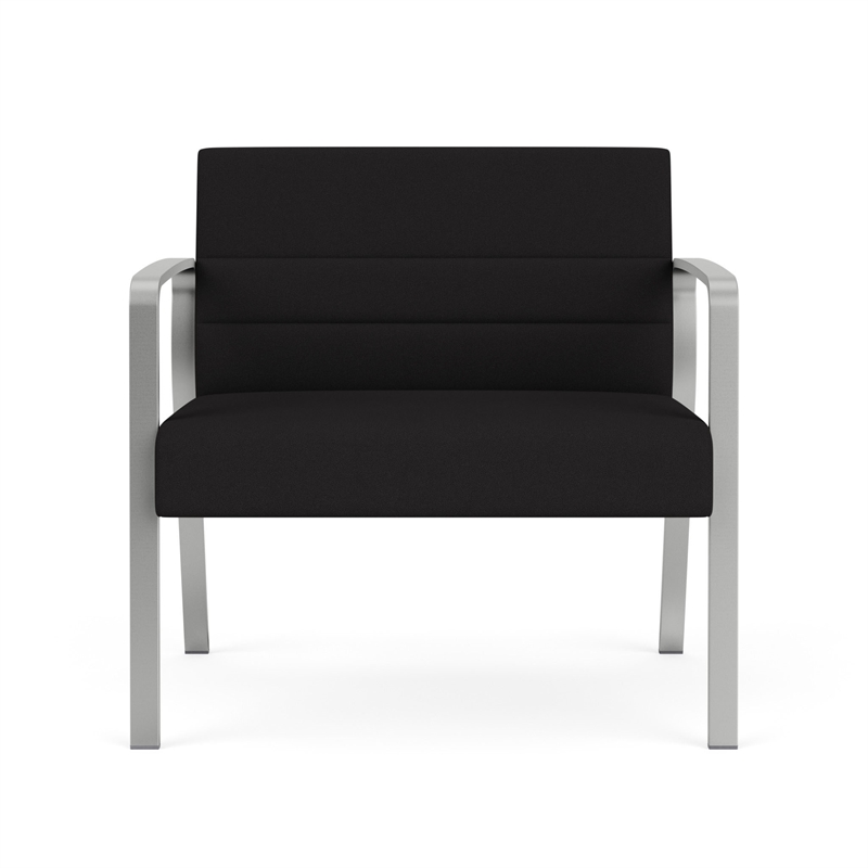 Waterfall Reception Waiting Room Bariatic Chair / Silver Steel / Black