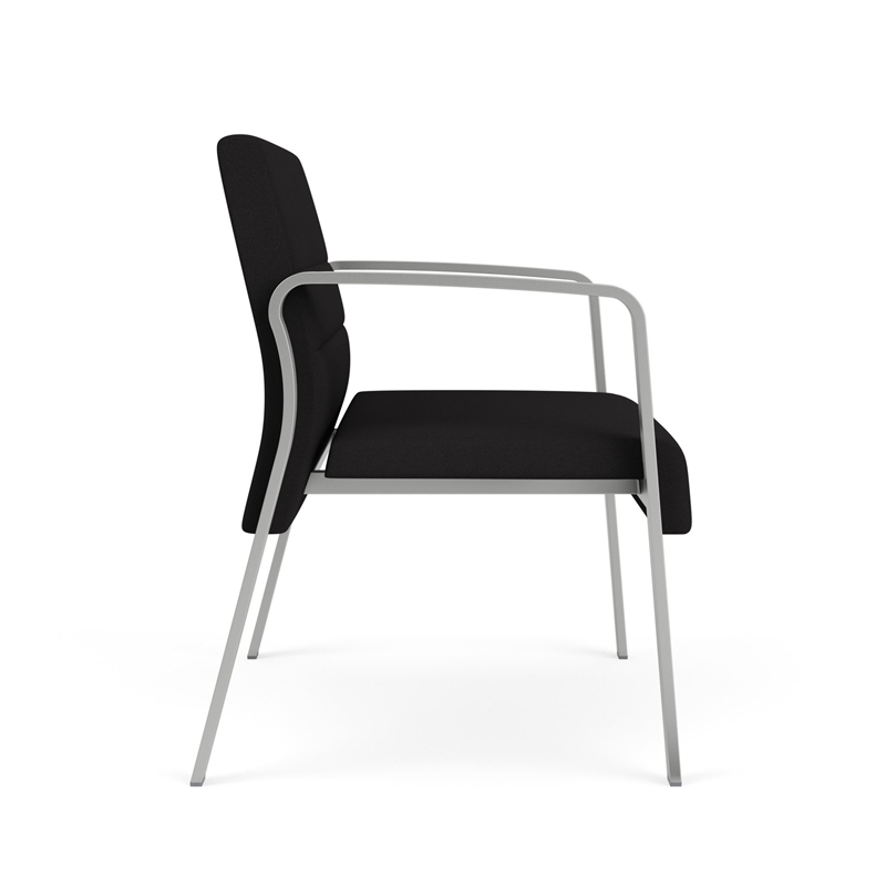 Waterfall Reception Waiting Room Bariatic Chair / Silver Steel / Black