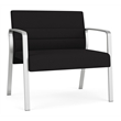 Waterfall Reception Waiting Room Bariatic Chair / Silver Steel / Black