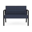 Waterfall Reception Waiting Room Healthcare Loveseat / Black Steel / Blue