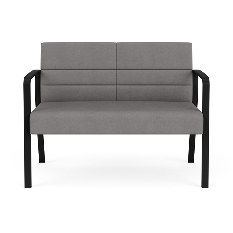 Waterfall Reception Waiting Room Healthcare Loveseat / Black Steel / Light Gray