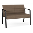 Waterfall Reception Waiting Room Healthcare Loveseat / Black Steel / Brown
