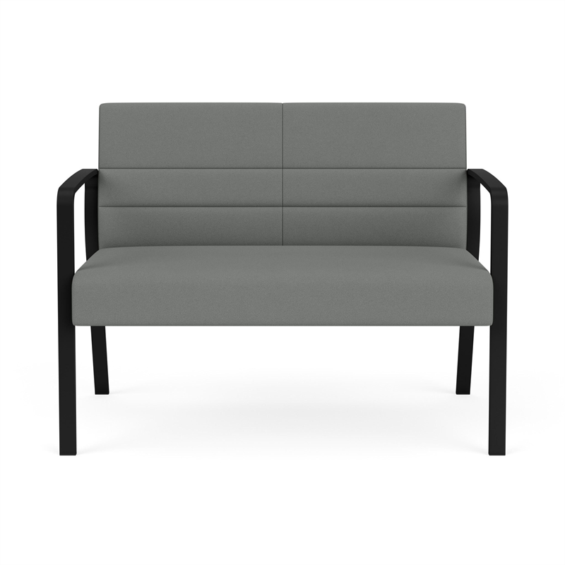 Waterfall Reception Waiting Room Healthcare Loveseat / Black Steel / Light Gray