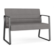 Waterfall Reception Waiting Sled Base Loveseat / Charcoal Steel / Light Gray