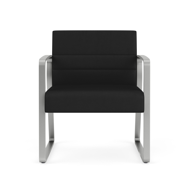 Waterfall Reception Waiting Oversize Guest Chair / Silver Steel / Black
