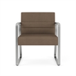 Waterfall Reception Waiting Oversize Guest Chair / Silver Steel / Brown