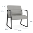 Waterfall Reception Waiting Oversize Guest Chair / Silver Steel / Brown