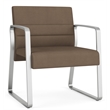 Waterfall Reception Waiting Oversize Guest Chair / Silver Steel / Brown