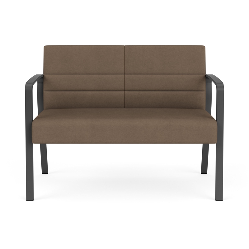 Waterfall Reception Waiting Room Healthcare Loveseat / Charcoal Steel / Brown