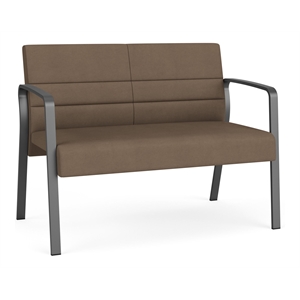 Waterfall Reception Waiting Room Healthcare Loveseat / Charcoal Steel / Brown