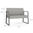 Waterfall Reception Waiting Room Sled Base Loveseat / Silver Steel / Black