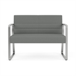 Waterfall Reception Waiting Room Sled Base Loveseat / Silver Steel / Light Gray